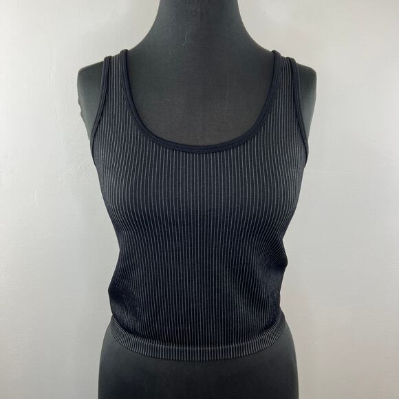Offline Dark Gray Stripe Scoop Neck Sleeveless Pullover Knit Tank Top Size L - Picture 5 of 9